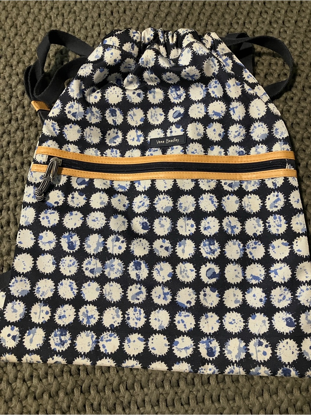 Vera Bradley Lighten Up Backsack in the Splash Dot pattern